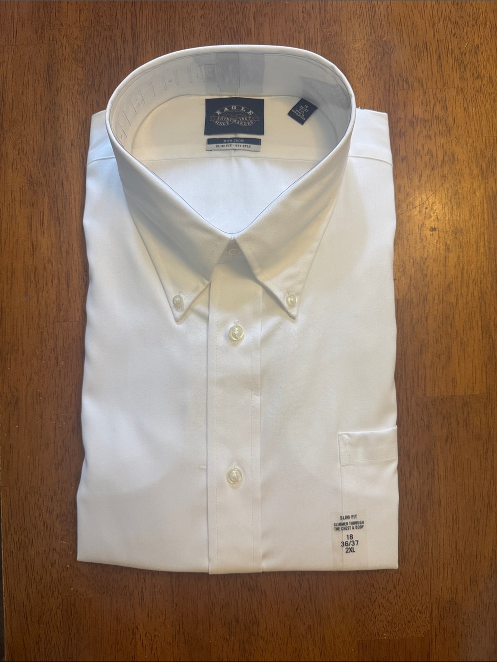 Slim Fit White Button-Down Dress Shirt by Eagle